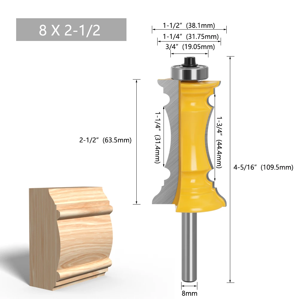 LAVIE 8mm Schaftfräser für Türen und Schubladen, Profilfräser für Handläufe, Zierleistenfräser für Holzbearbeitungswerkzeuge MC02165 – Detail 3