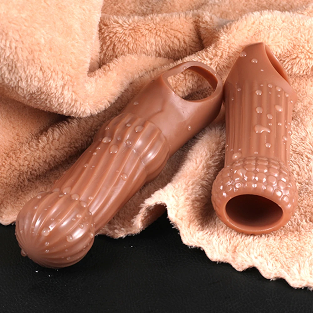 Reusable Enlargement Sleeve Rings Extender Silicone Condom Sex Toy For Men Enlarger Attachment_voghion.com