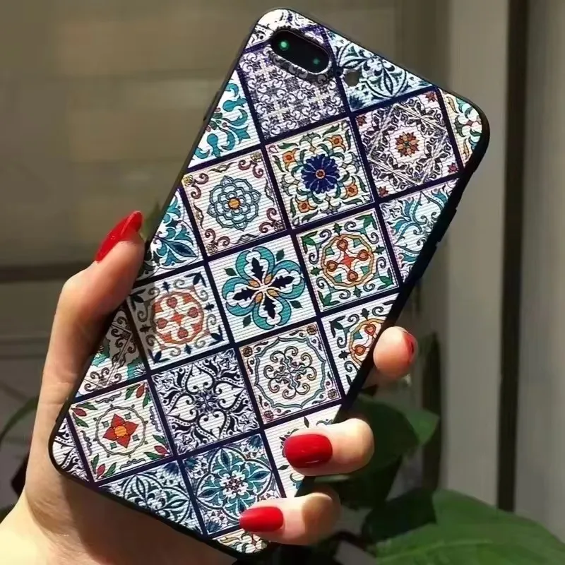 3D Flower Relief Silicone Emboss Back Cover - Soft Protective Cartoon Design