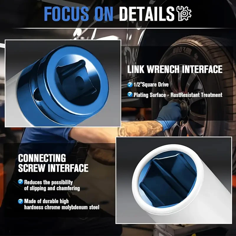 1/2" Drive Lug Nut Socket Set Wheel Socket Set Impact Lug Nut Socket Set Thin Wall Lug Nut Socket Set with Colored 4
