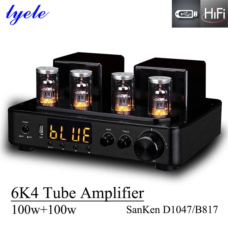 

Lyele Audio 6k4 Vacuum Tube Amplifier Hifi Amplifier Bluetooth 4.2 Usb Player High Power 100w*2 Audio Amp Bass Treble 2 (2.0)