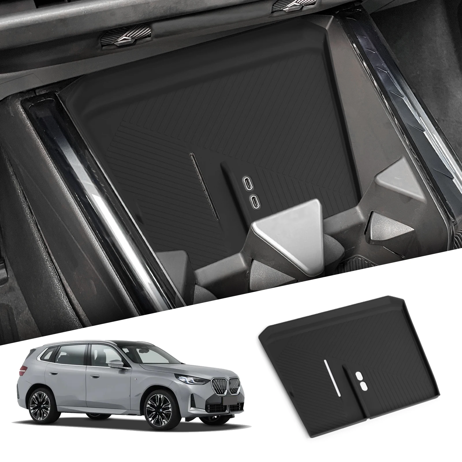 for BMW X3 Car Anti-Slip Pad Silicone Center Console Wireless Charger Interior Accessories Black