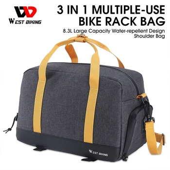 WEST BIKING Bike Trunk Bag MTB Road Electric Bicycle Bag Travel Luggage Carrier Large Capacity Portable Handbag Cycling Panniers