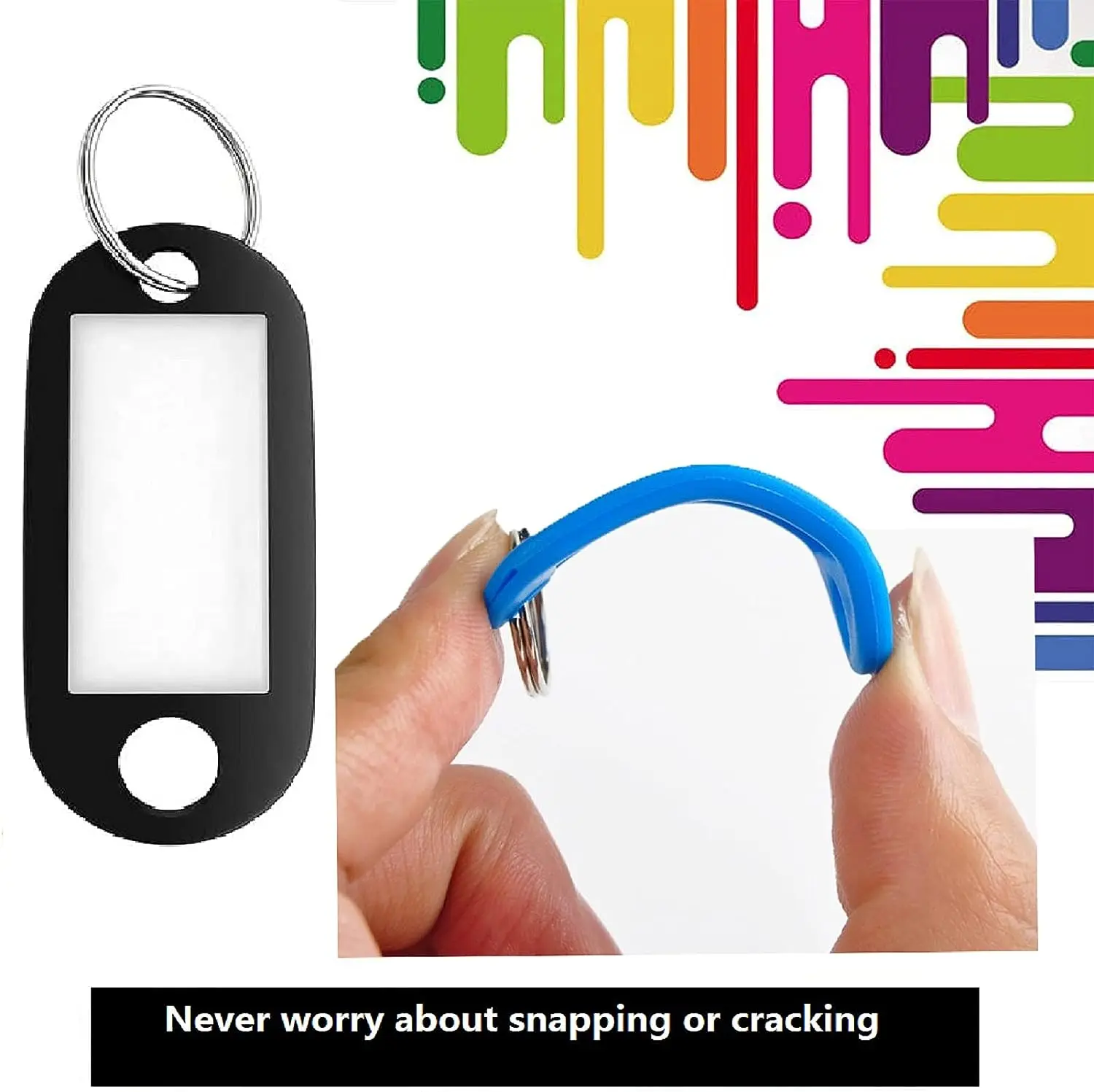 50/10Pcs Plastic Keychain Key Tags Id Label Name Tags With Split Ring For Baggage Key Chains Key Rings