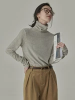T-shirts rayés femmes printemps confortable à manches longues tout-match quotidien élégant classique col roulé hauts offres spéciales vêtements de Style coréen 3