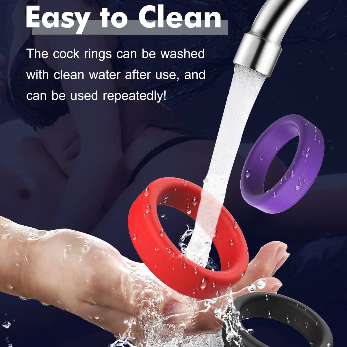 Penis Ring Delay Ejaculation Silicone Reusable Semen Cock Rings on for Men Enlargement Sex Toys For Men Couple Rings 3pcs/set