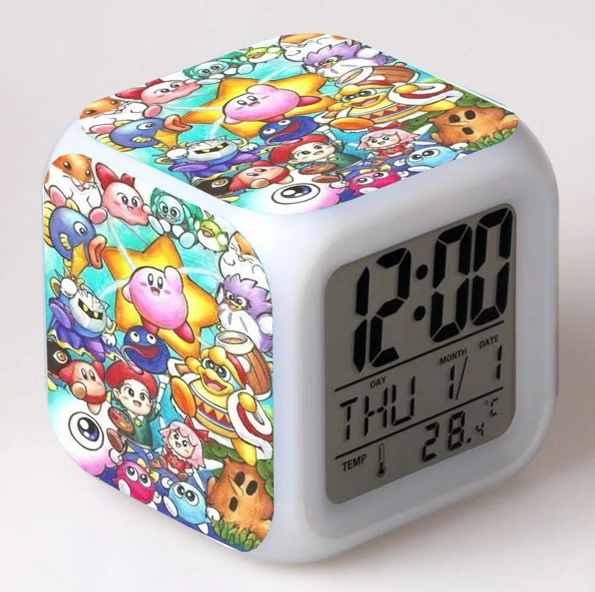 night light lamp Kirby Game LED Anime Light Colorful Digital Alarm Clock Student Children's Bedroom Desktop Lighting Decoration Birthday Gifts night light lamp Night Lights