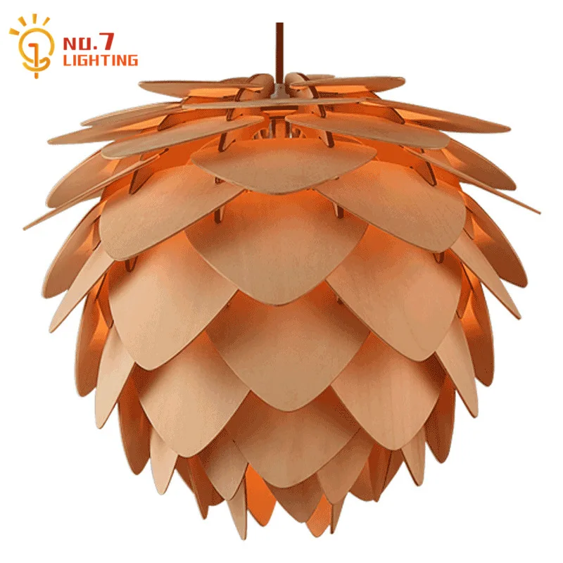 

Nordic Design Wood Pinecone Pendant Light Fixtures Indivdiual Modern Hagning Lamp for Living/Dining Room Restaurant Bedroom Cafe