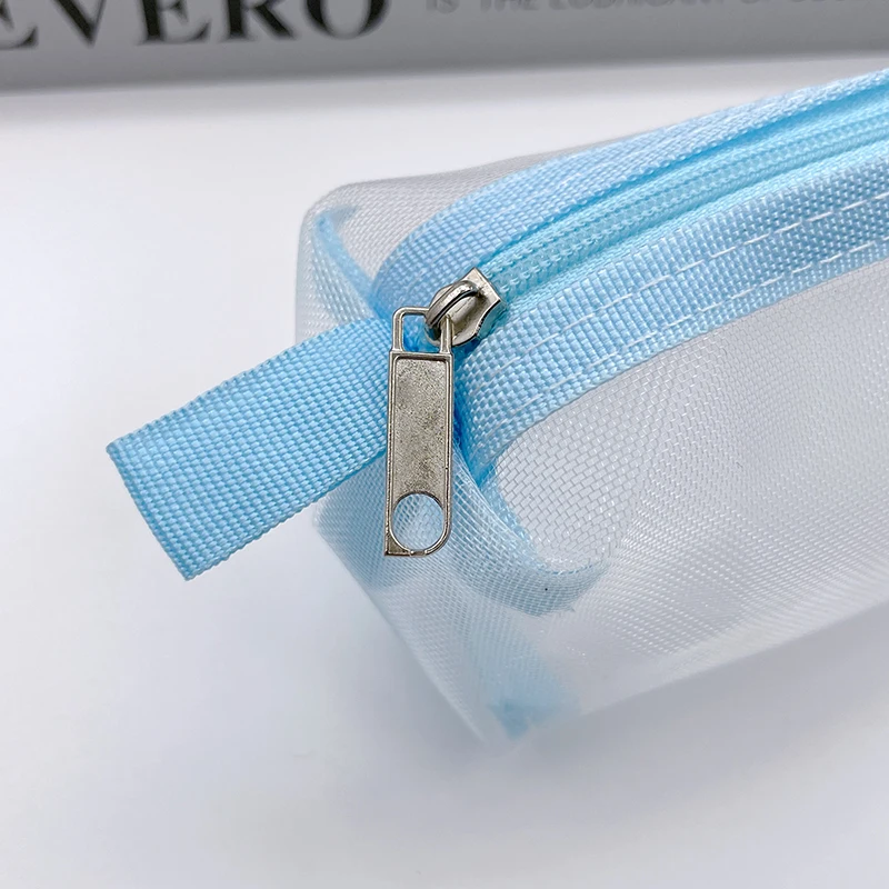 대용량 투명 메쉬 펜 파우치 심플 다용도 학생 문구 가방 사무용품용 특수 필통