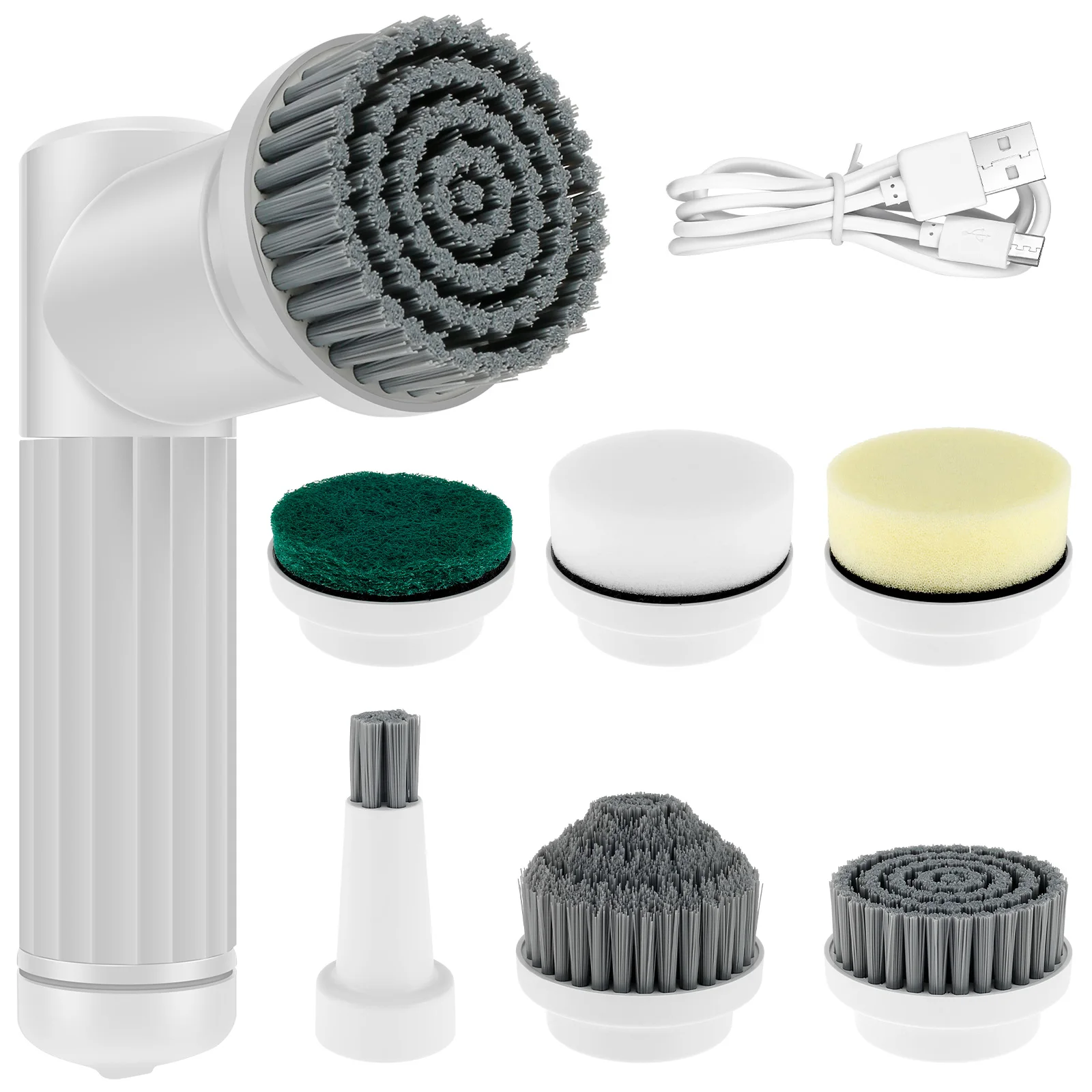 

New Electric Spin Scrubber 1200mAh Rechargeable Cleaning Brush with 6 Replaceable Brush Heads 2 Speeds Electric Brush Cleaner