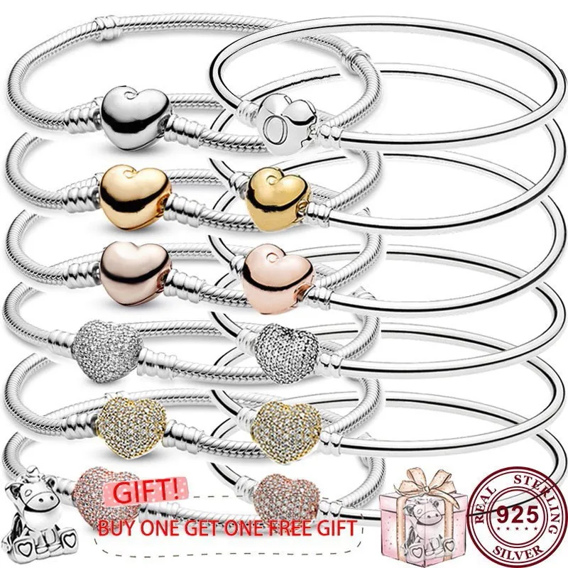 Hot 925 Silver Exquisite Shining Love Snake Bone Women's Classic Logo Bracelet For Original High Quality Charm Fashion Jewelry