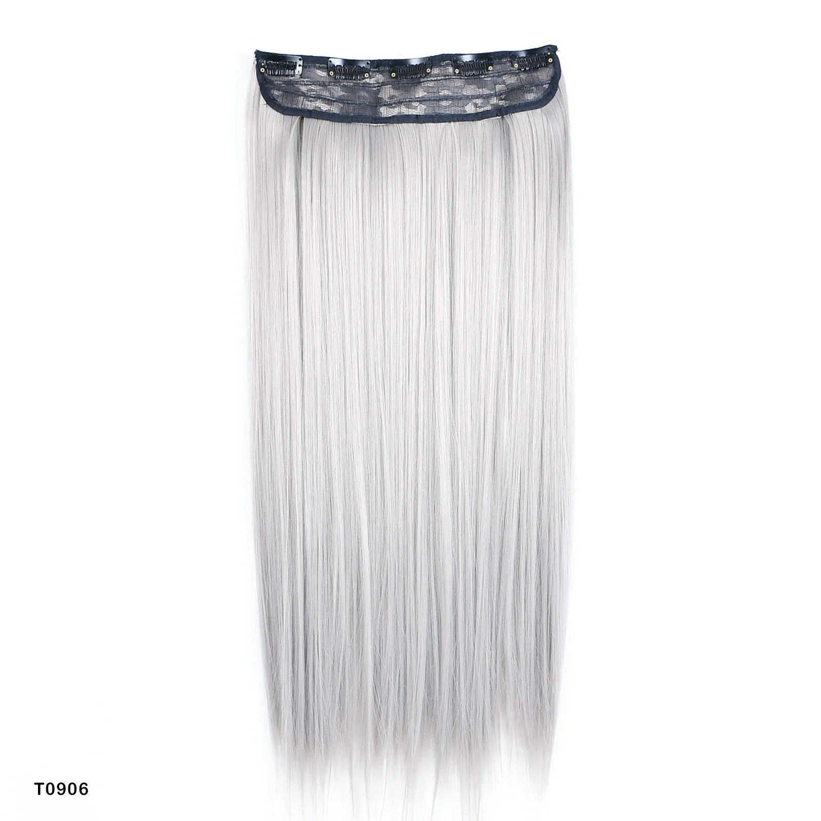 Extension capelli sintetici con clip lunga liscia grigia donna_voghion.com