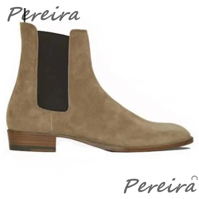 Fashion Slip-On Men's Chelsea Boots Pointed Toe Solid Color Ankle Boots Spring Autumn Outdoor Breathable Comfortable Male Shoe
