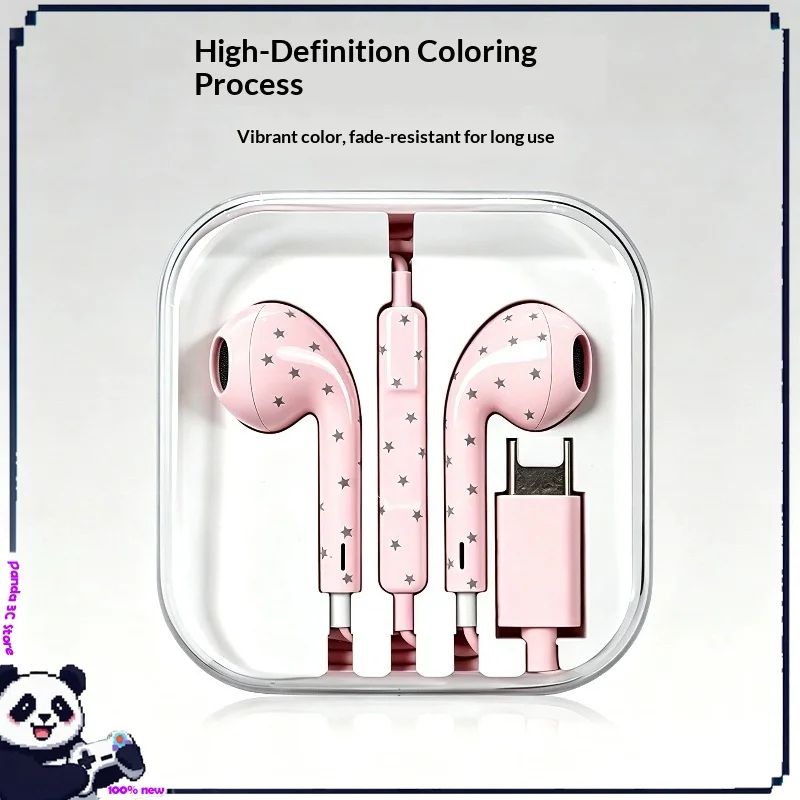รูปสินค้า หูฟังสายลายจุดน่ารัก น้ำหนักเบา สำหรับ iPhone