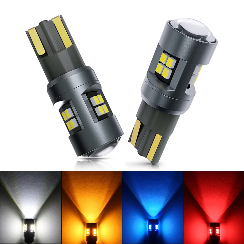

2pcs Super Bright T10 LED W5W Car Interior Lights Canbus No Error 6000K White 12V License Plate Lamps Mirror Bulb Amber Ice Blue
