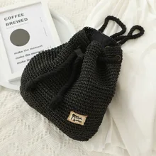 

Double Shoulder Woven Beach Summer Vacation Large Bucket Bag