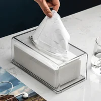 New Clear Acrylic Tissue Box Holder Tissue Dispenser Napkin Holder Car Home Office Desktop Tissue Storage Box Organizer 1