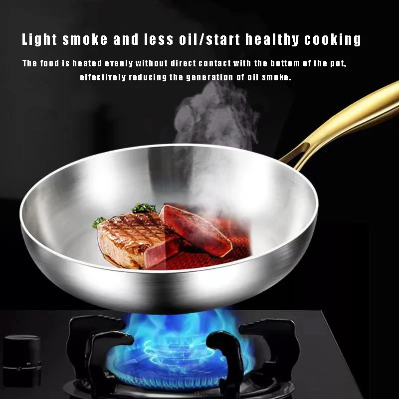 316 Stainless Steel Frying Pan Wok Pan Nonstick Cooking Fried Steak Gas Stove Pot Induction General Saucepan Kitchen Cookware