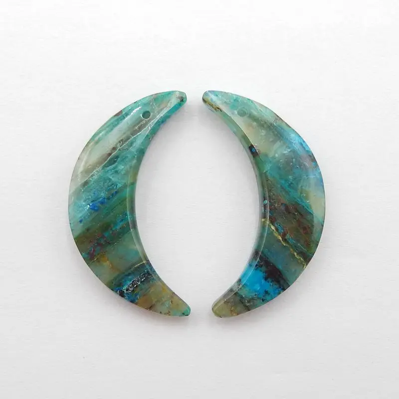 Semiprecious Stone Chrysocolla Moon Shape Earring Beads Fashion Fine Jewelry Accessory 2023 Trending Natural,32x10x5mm 6g