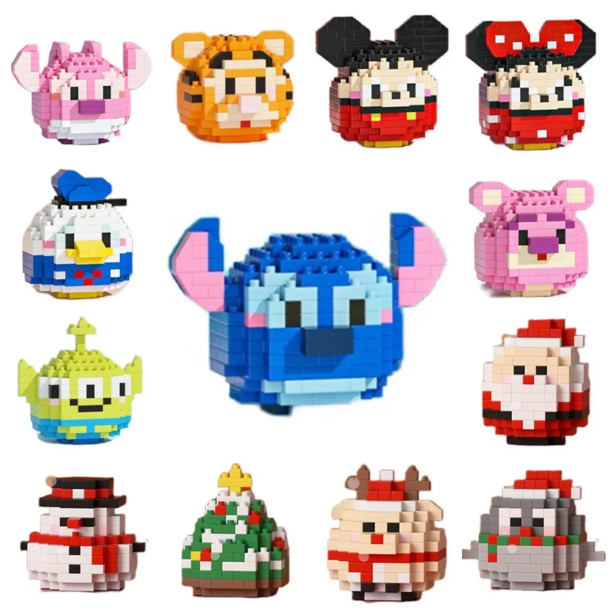 

Disney Stitch LinaBell Hello Kitty Sanrio Building Blocks Damo Egg Cartoon Figrues Bricks Children's Assembly Toys Model Gift
