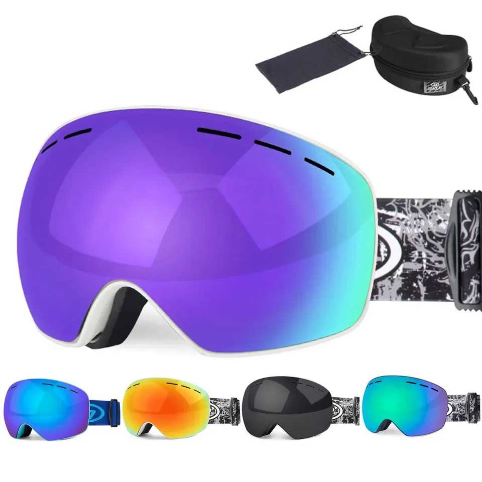 Fashion Ski Goggles Set Double Layers UV400 Anti-fog Big Ski Mask Glasses Skiing Snow Snowboard Goggles Men Women Ski Eyewear 2