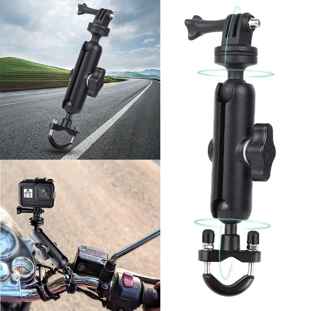 액션 카메라 클램프 거치대, 1/4 스레드, 360 ° 오토바이 자전거 핸들바 마운트 브래킷, GoPro Hero8 7 6/5 용