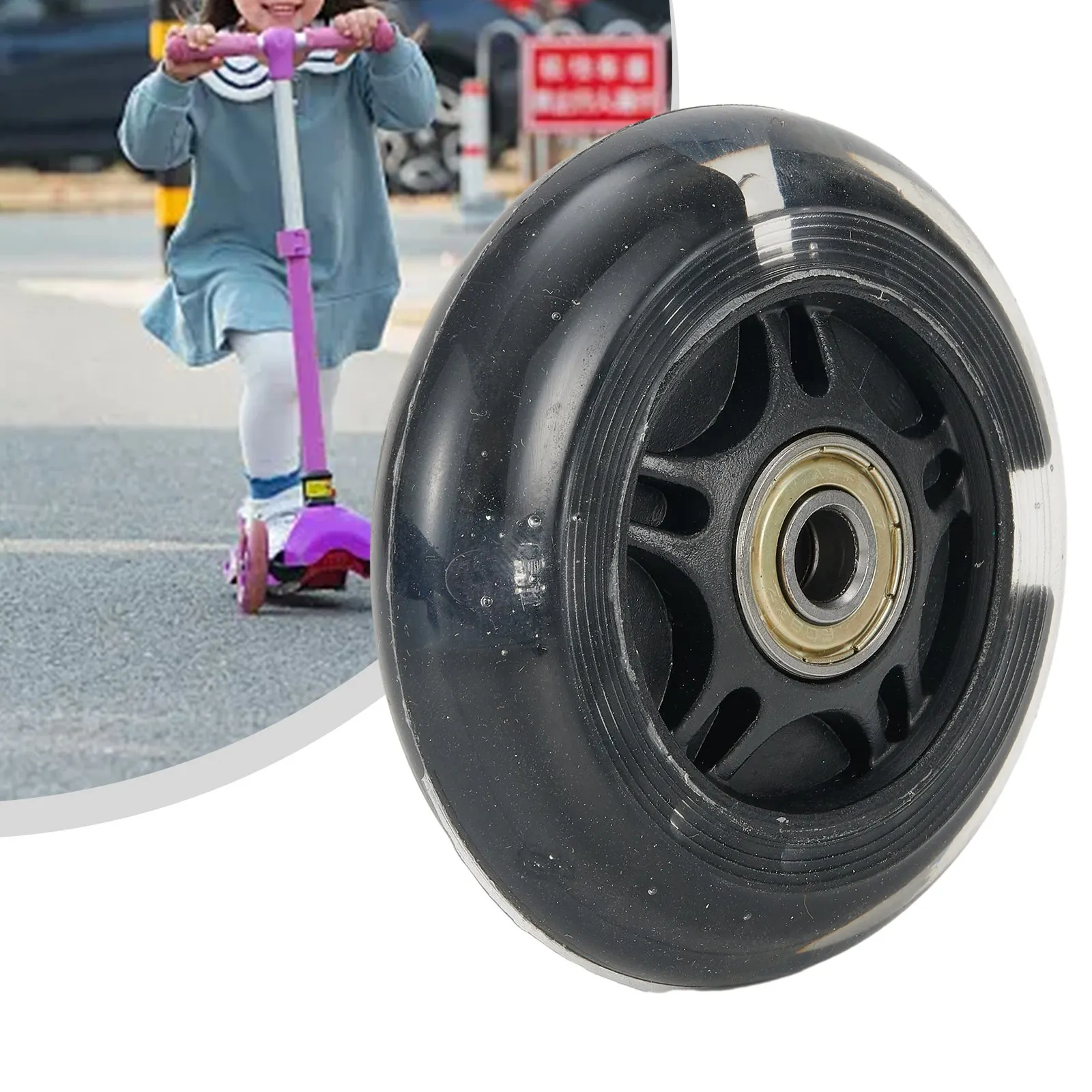 Leuchtende, extrem leise Räder, stoßdämpfende, verschleißfeste PU 80 22 mm blinkende Räder, drehbare Kinderräder, leise Räder – Detail 3