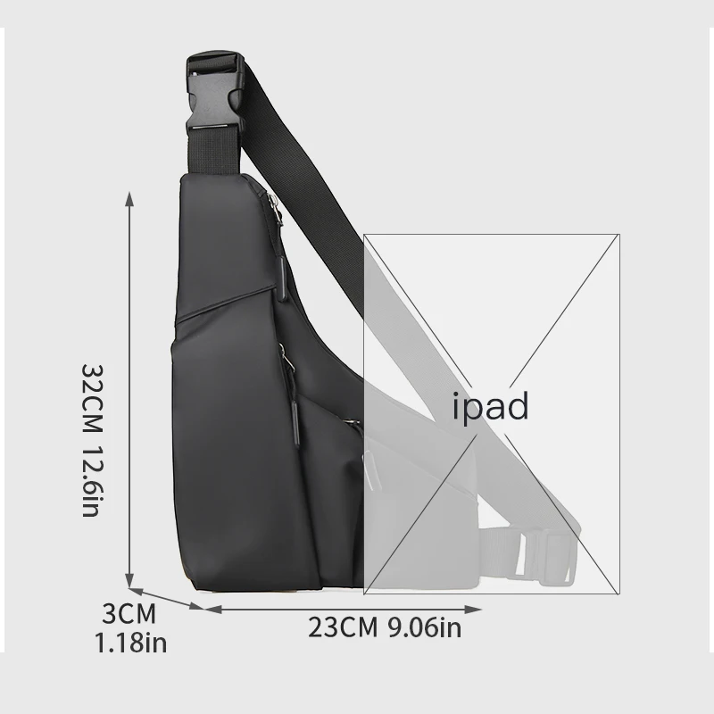 1 chest bag, crossbody bag, multiple pockets, suitable for travel, work, university, available in black and gray, travel bag