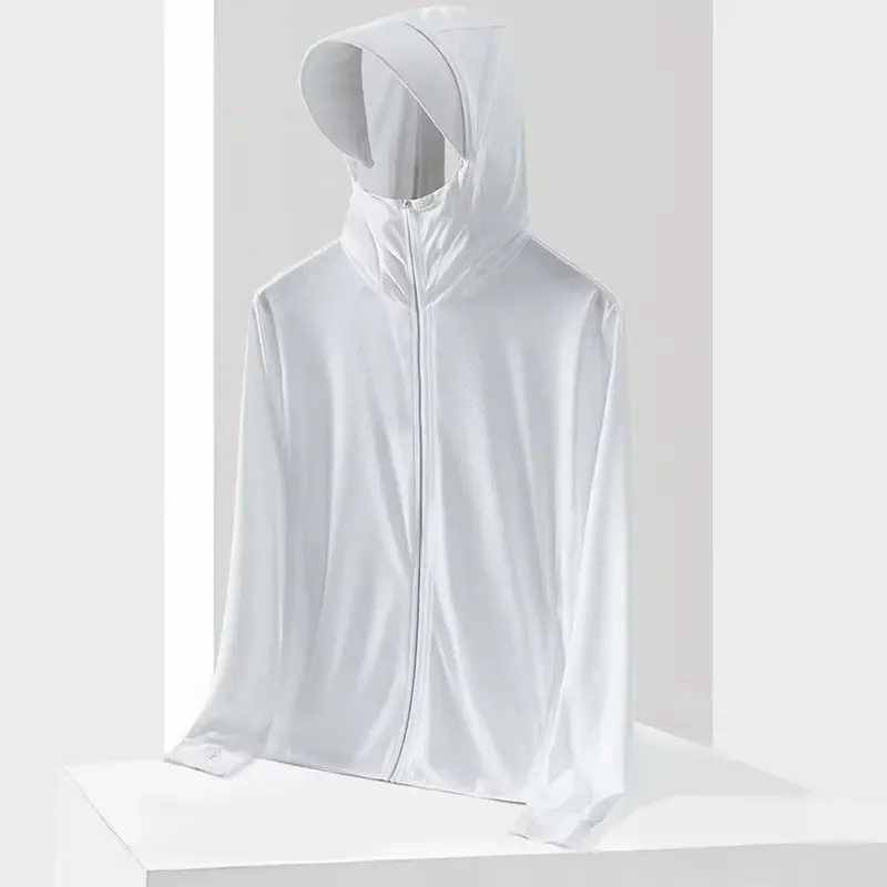 Ice Silk Sunscreen Jacket Men's And Women's Summer Ultrathin Long Sleeve Sun-Protective Clothing Anti-UV Fishing And Cycling Outdoor Wear