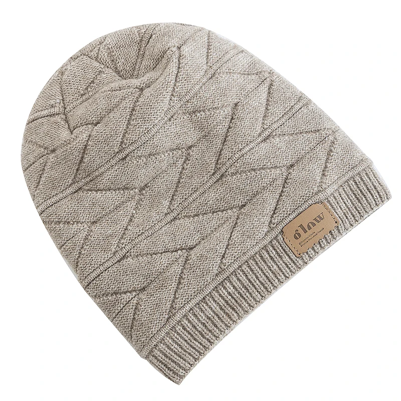 Unisex Beanie Hats For Men Women Outdoor Ski Sports Winter Hat Letter Label Decor Plush Fur Lined Warm Knitted Hat