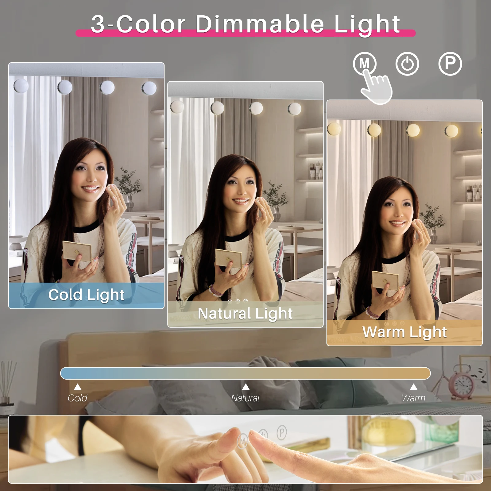 Redlife Hollywood Vanity Mirror with Lights, 20 LED Bulbs Make up Mirror w/ 10X Magnification and USB Charge Port, 360° Rotation 3