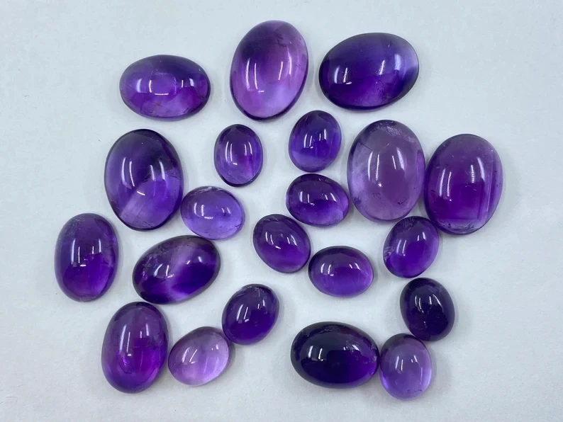 

Wholesale 2pcs/pack AAA Quality Natural Amethyst Bead Cabochon 10x14mm 12x16mm 13x18mm 15x20mm Oval Gemstone Jewelry Ring Face