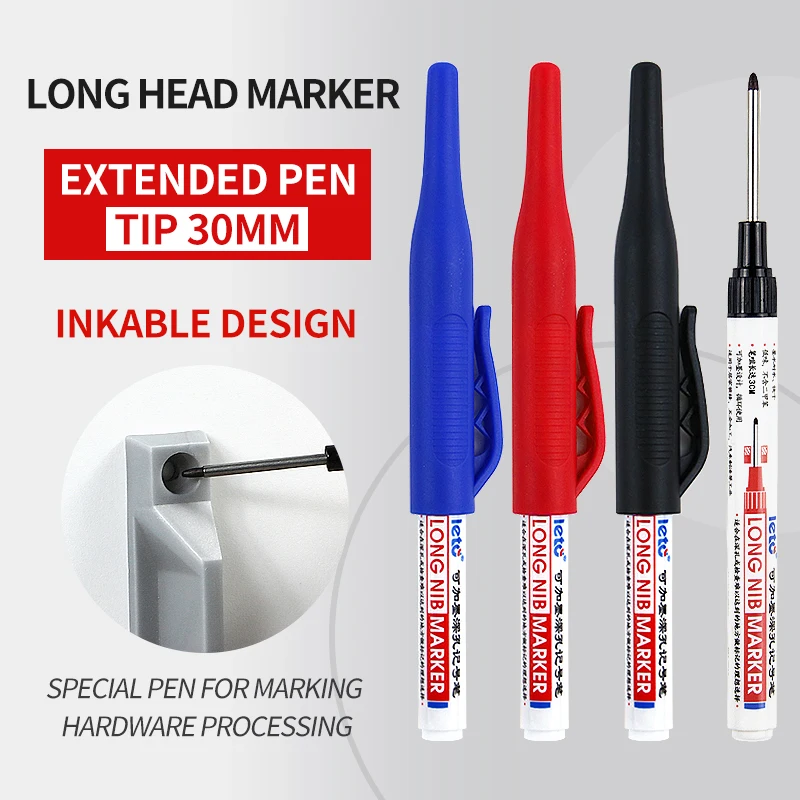 

1/2/3/4Pcs Long Head Marker Pens Bathroom Ceramic Glazed Tile Woodworking Decoration Multi-purpose Deep Hole Marker Pen 30mm