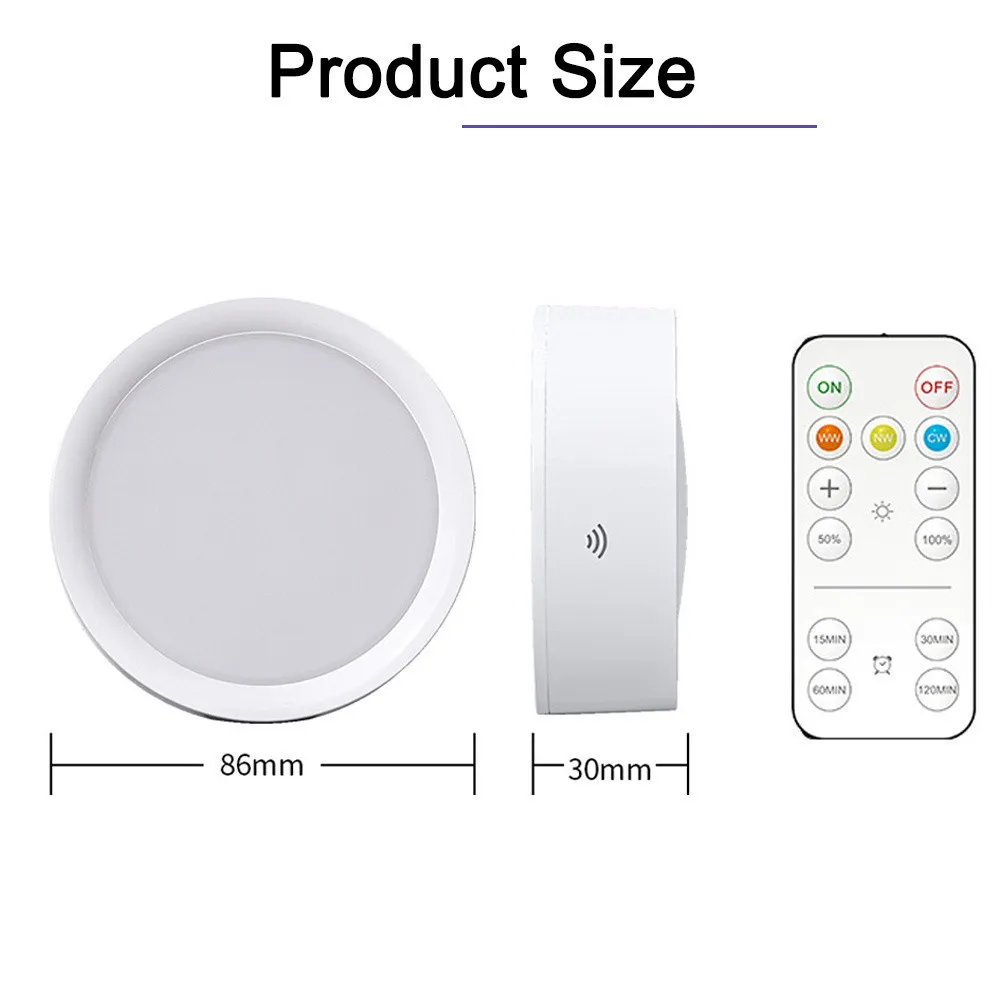 Battery Powered Night Light Smart Remote Control Cabinet Light Dimmable Warm/White Kitchen Closet Aisle Stairs led night light led cabinet light under cabinet light cabinet lights led cabinet lights