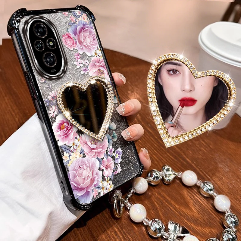 Splendid Flowers Plating Bracelet Holder Phone Case Cover