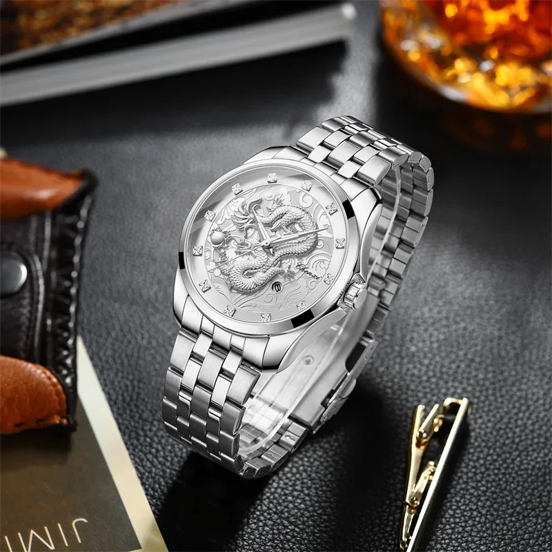 Chenxi 8220 Top Brand Man Quartz Watch Dragon Luxury Luminous