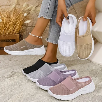 Women's Casual Slip-On Sneakers Breathable Fabric Lightweight PVC Sole Machine Washable Cleanable All-Season Comfort Shoes 1