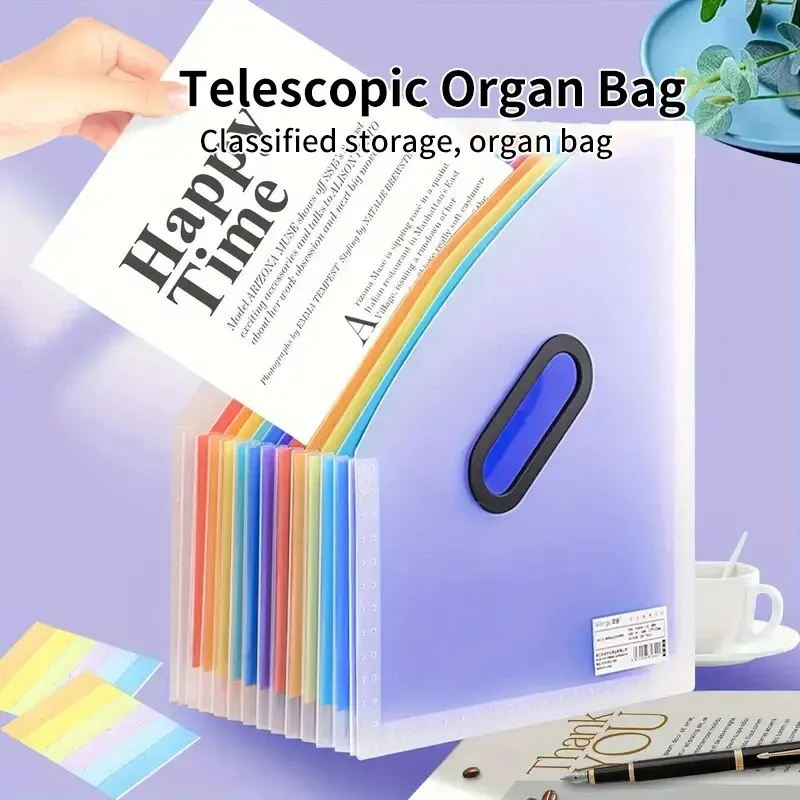 1pc Vertical Portable Folder Expandable Organ Bag Multi-layer Student Specific Paper Organizer Office Files Available storage bag,storage box,file folder organizer