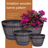 Rustic Wooden Barrel Flower Pot Courtyard Decoration Round Planter for Friend Family Neighbors Gift 1