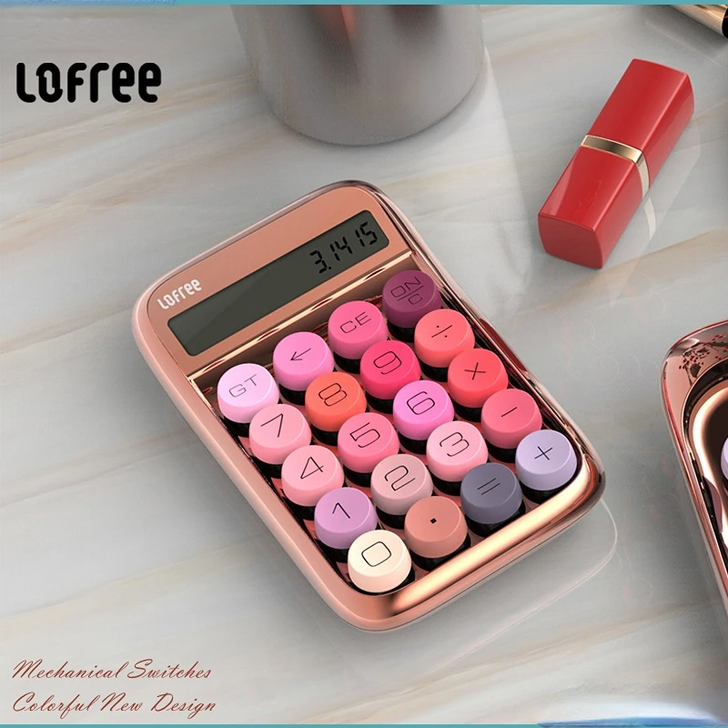 

Youpin Lofree Calculator Vintage Decompressed Rose Gold with Large Display, Fashion Lovely Mechanical Key Switches Calculator