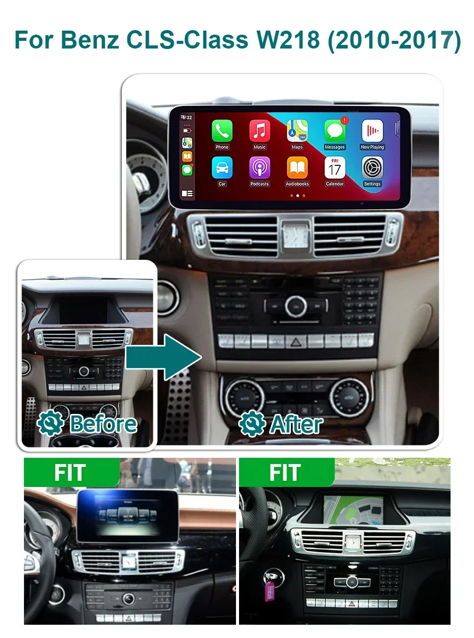 1920*720P Bildschirm Kabelloses Carplay Android 15 Autoradio für Mercedes Benz CLS-Klasse W218 2010-2018 Stereo Multimedia-Player – Detail 1