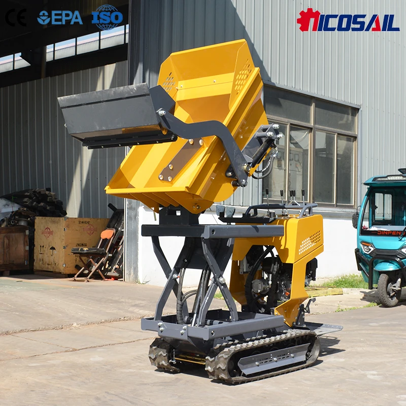 Allrad-Geländedumper 500kg mit individuellem Logo, hydraulischer Hebevorrichtung, 1200mm Gummiketten, Mini-Dumper