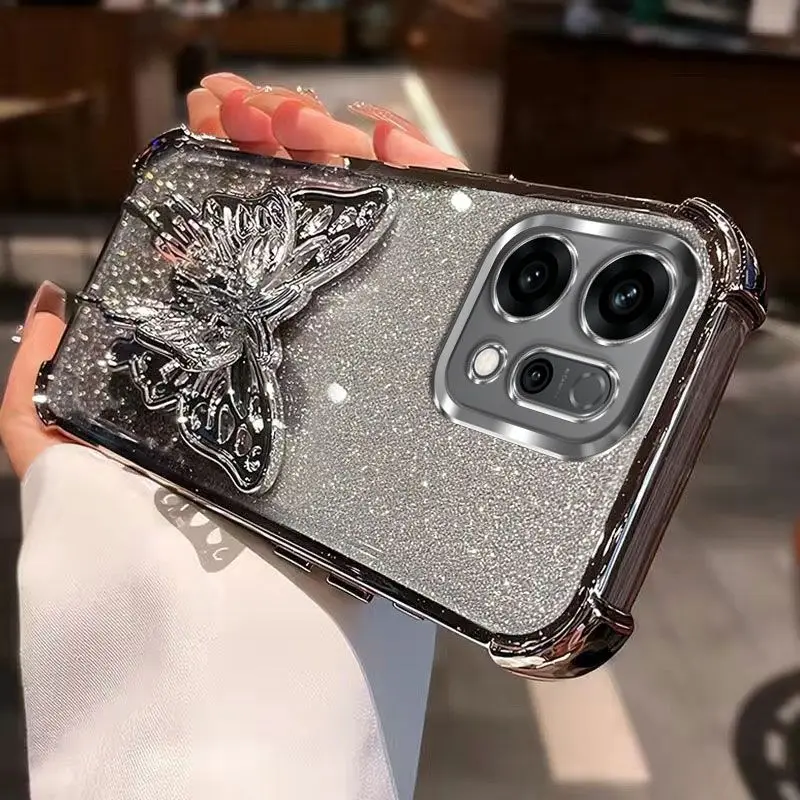 OPPO Reno 14 Pro Gradient Glitter Butterfly Shockproof Case Cover