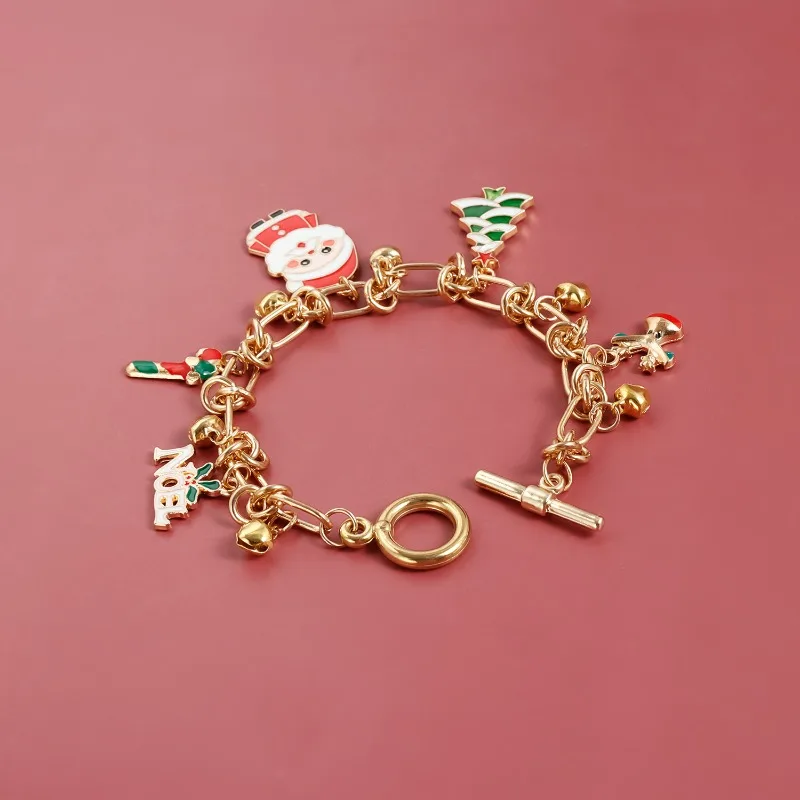 New Year Christmas Tree Pendant Necklace for Women Cute Snowflake Santa Claus Bell Clavicle Choker Party Jewelry Gifts