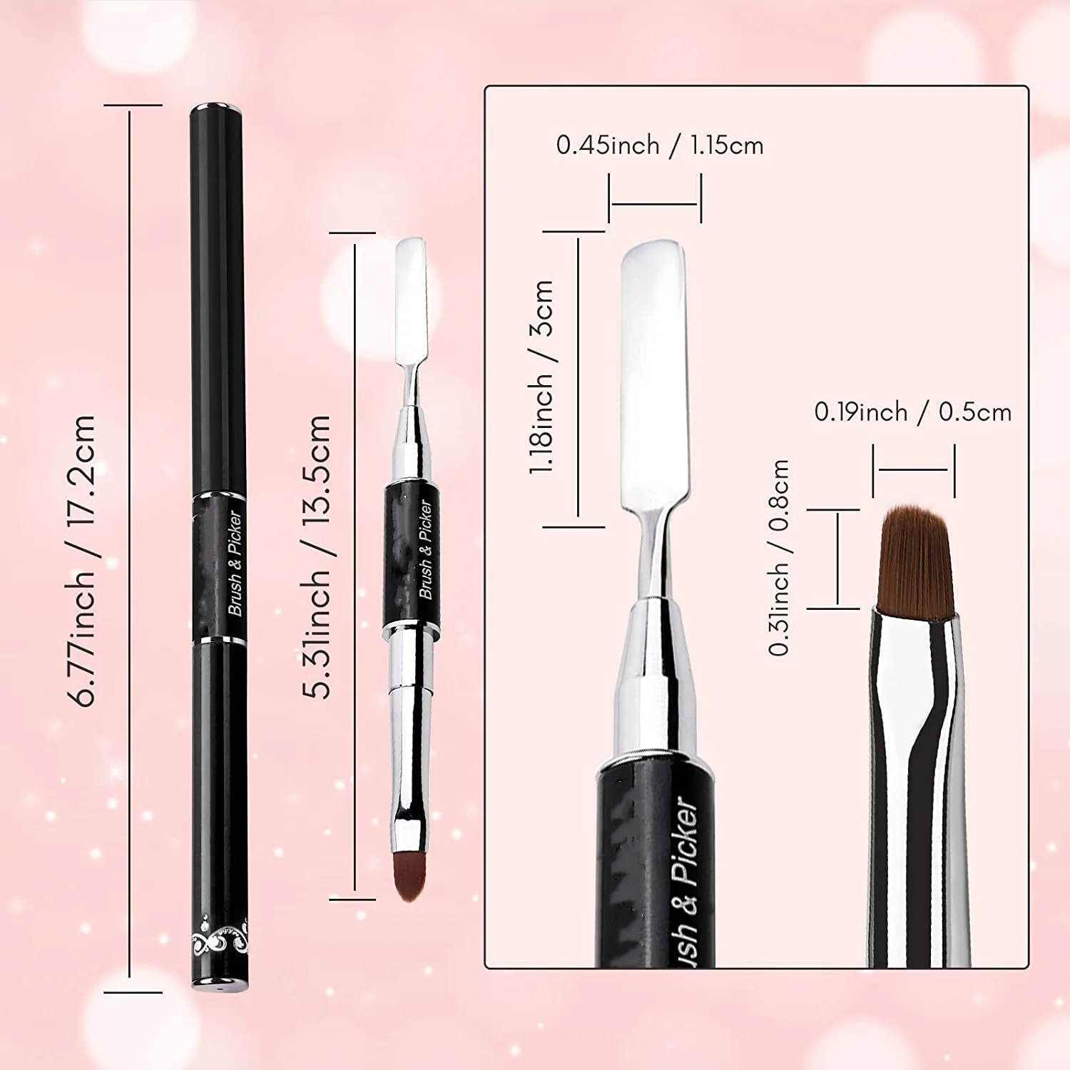 Makartt Poly Extension Gel Brush & Picker, Dual-Ended Brush Pen Tool for Nail Gel, Acrylic Gel Nail Brushes 5