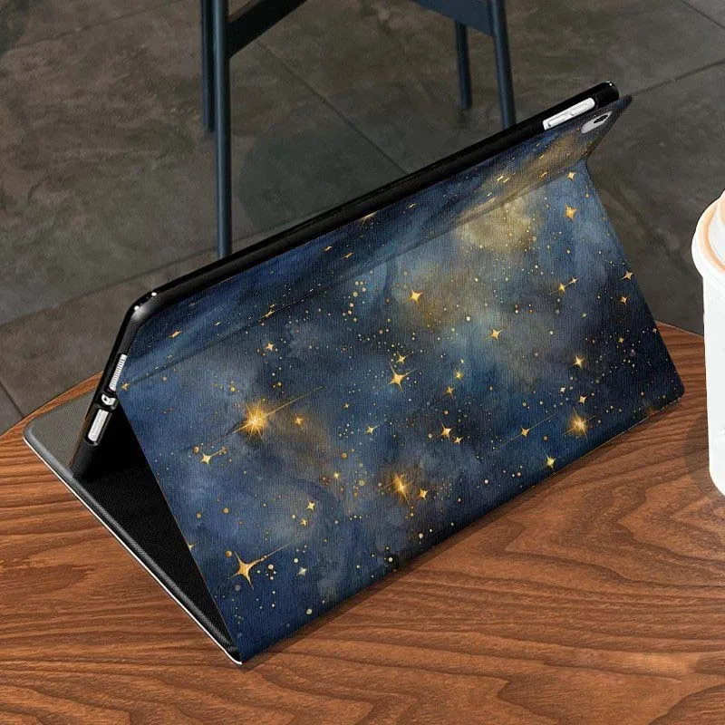 Celestial Blue Gold Starry Sky Pattern Tablet Case