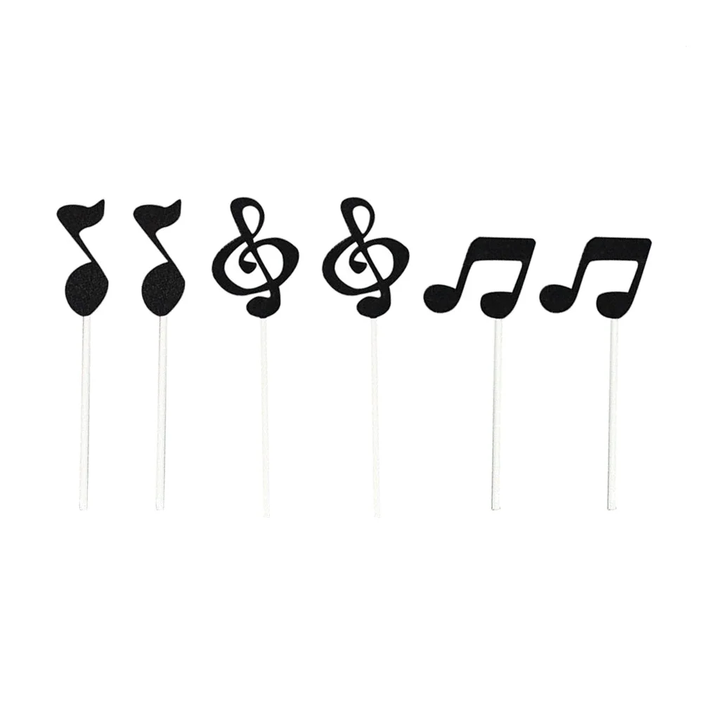 

18pcs Note Cupcake Topper Glitter Musical Symbols Cupcake Picks for Shower Birthday Party Dessert Cake Black