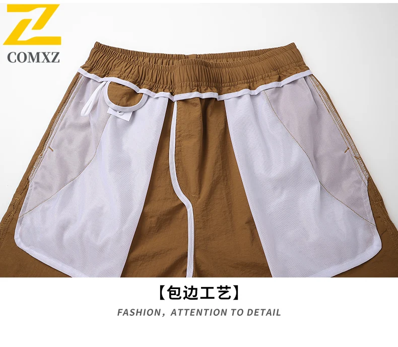 Men's Nylon Ice Silk Cargo Shorts 5-Pocket Summer Quick-Dry Casual Workout Shorts Trendy Zipper Mid-Length Streetwear 6