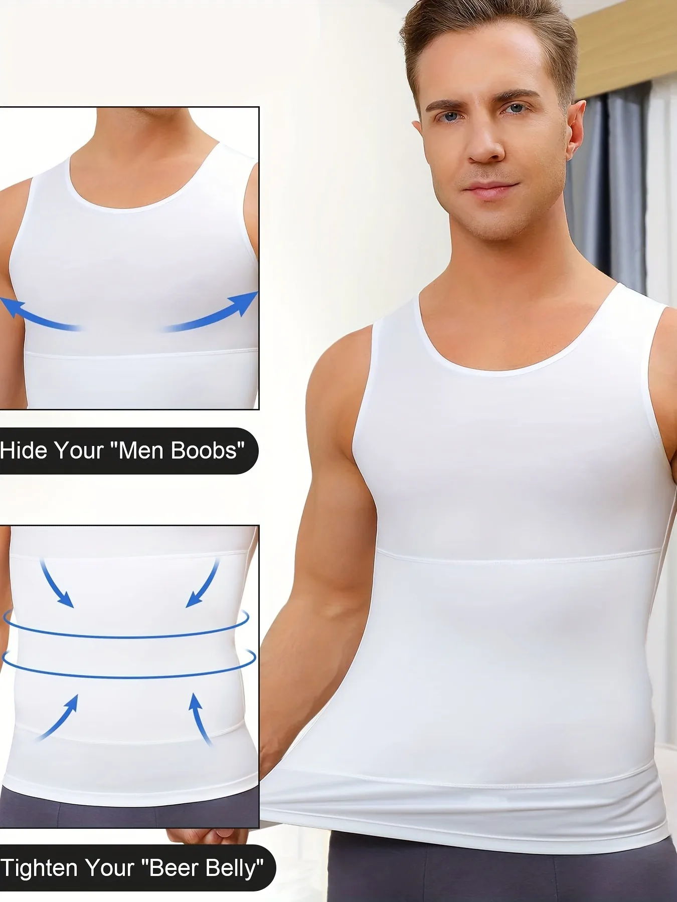 Body Shaper Men's Compression Tummy Control Tank Top Vest Undershirt All Season Shaping Sweatshirt