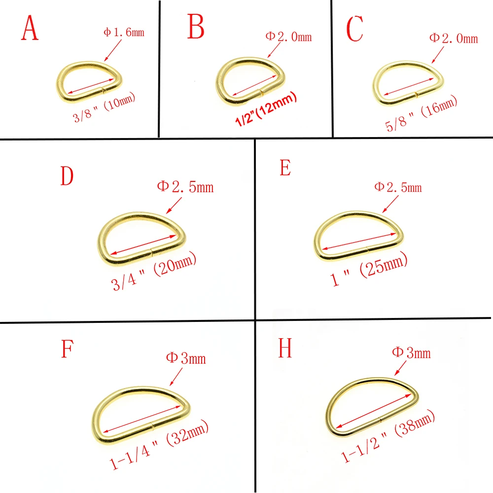Non-Welded Nickel Plated D Ring Semi Ring Ribbon Clasp Knapsack Belt Buckle 10 Pcs/Pack